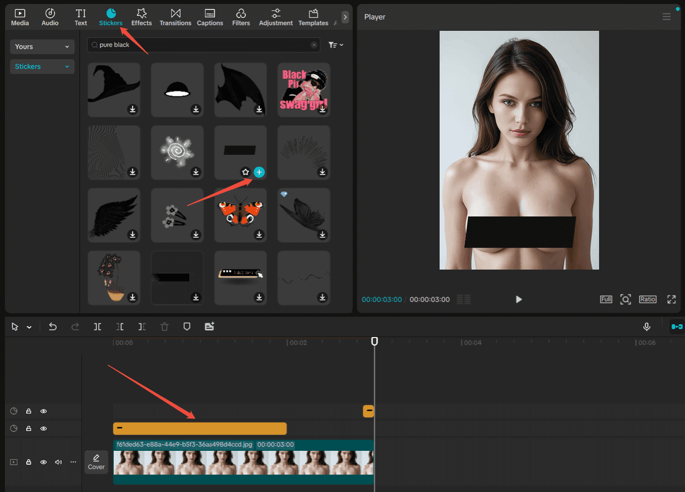 Sticker censor layer
